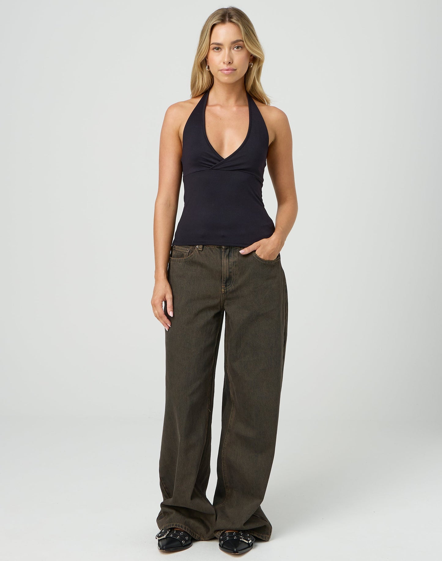 Midnight Drape Halter Bodysuit