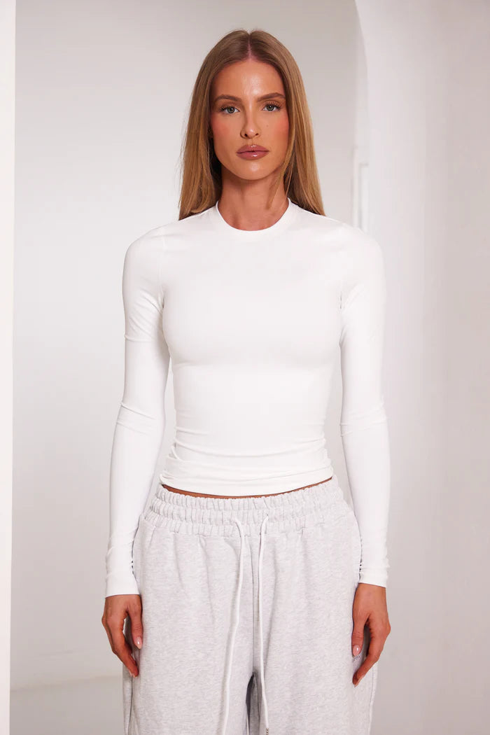 White long sleeve top