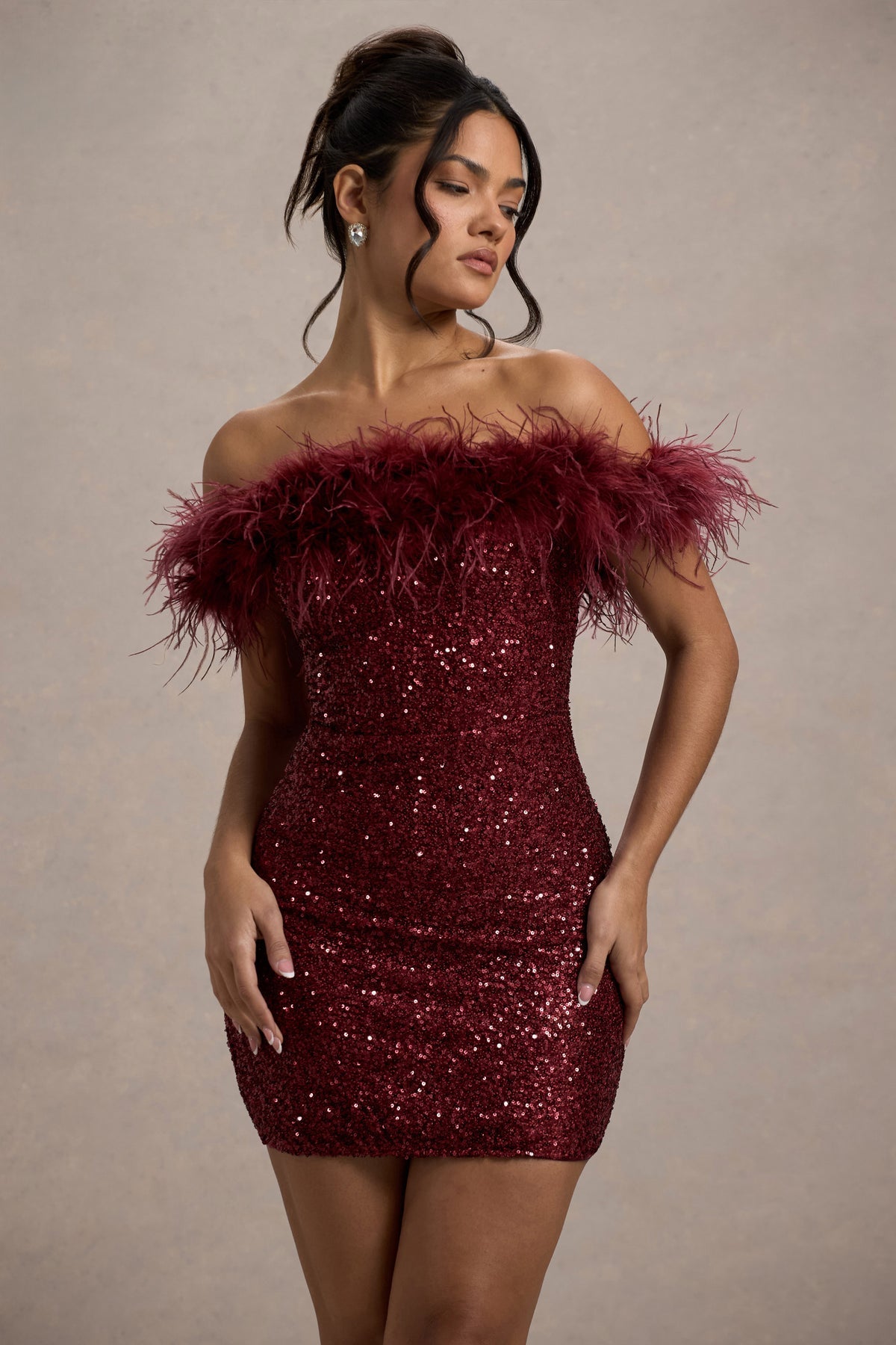 Burgundy Sequin Mini Dress