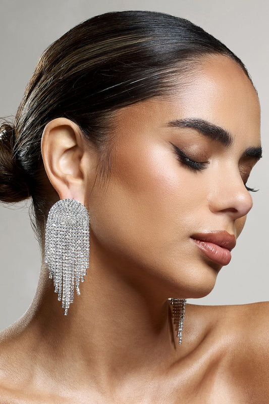 Waterfall Diamante Tassel Earrings