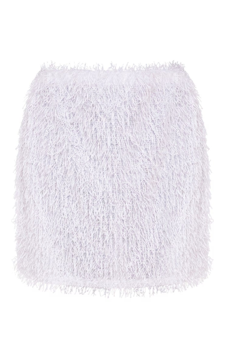 White Fluffy Glitter Mini Skirt